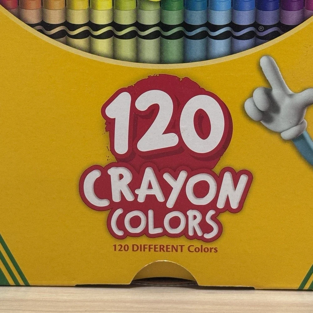 Crayola 120 Box Of Crayons 120 Colors Bonus Character Tip Sharpener Inc 1 Used
